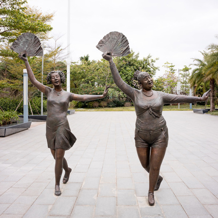 工厂定制铸铜广场舞大妈跳舞雕塑双人舞塑像铜雕纯铜像人物制作