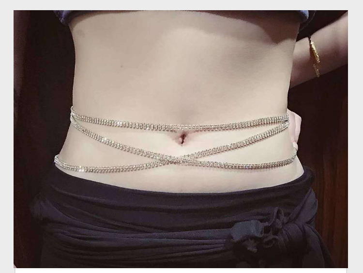 金航新款肚皮舞腰链肚脐链加长彩钻水兵舞钻链初学者水晶腰带性感