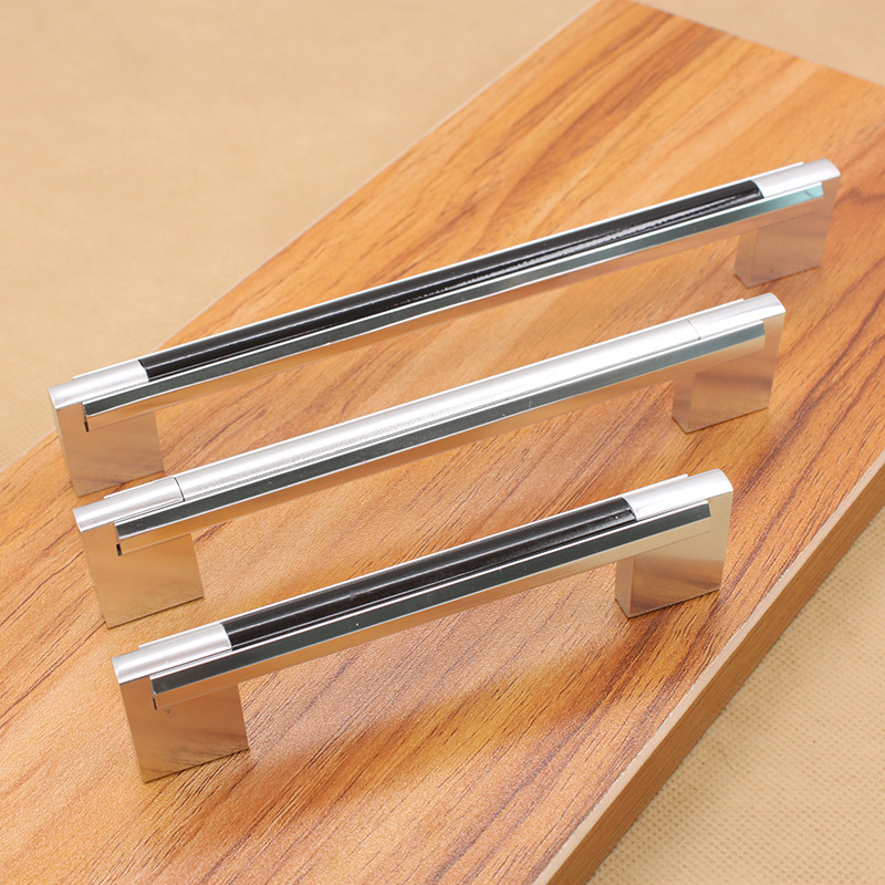 铝合金黑色柜门拉手现代简约橱柜160孔距u型太空把手家具柜子拉手