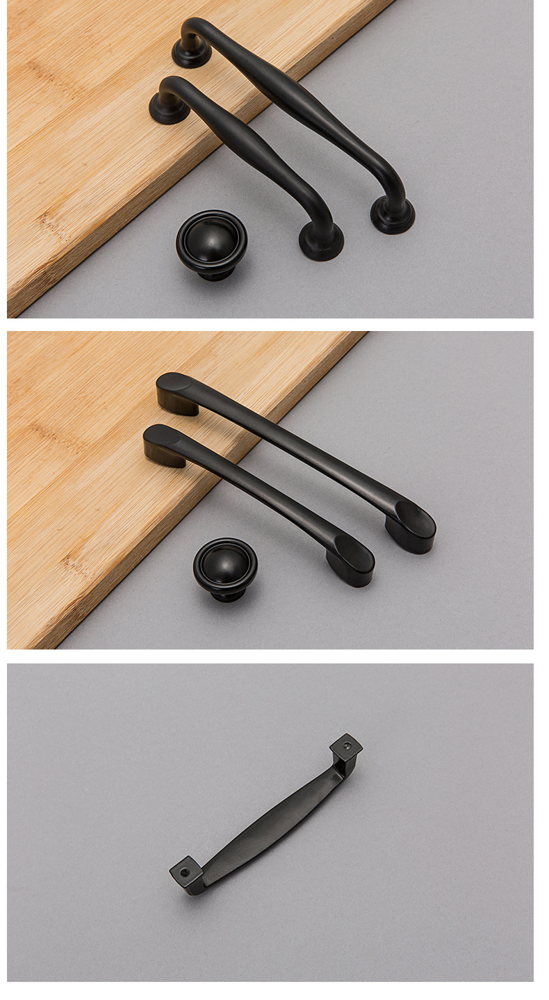 锌合金烤漆黑色柜门拉手 现代简约欧式 抽屉家具五金门把手批发