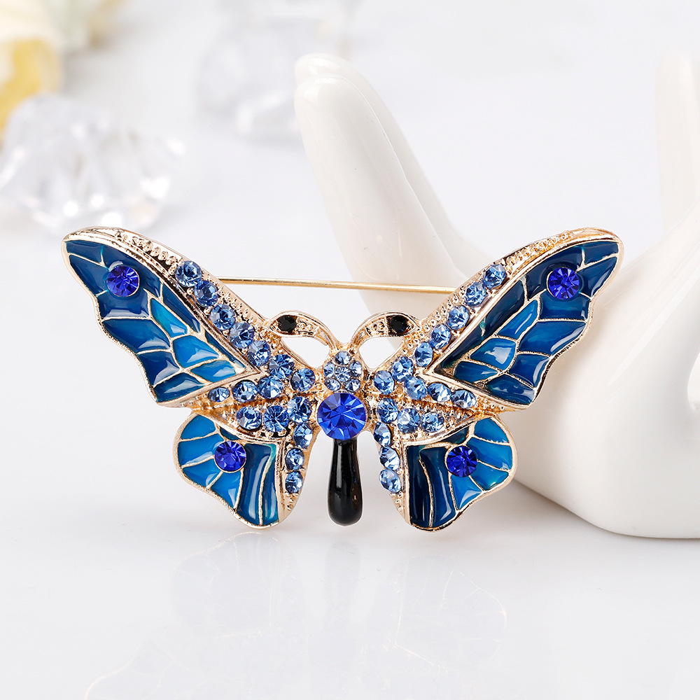 All-Match Enamel Jewelry New Fashion Alloy Dripping Butterfly Brooch European and American Corsage Pin in Stock