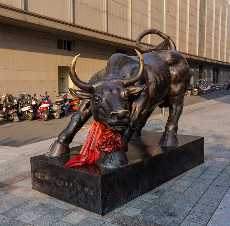 铜牛雕塑 大型 黄铜铸造厂家 华尔街牛 定制各种款式 ftds-864