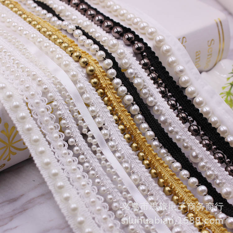 Spot Handmade Beading Lace Pearl Lace Clothing Collar Luggage Decoration Bar Code DIY Accessories