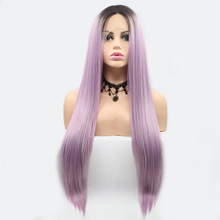 速卖通优质化纤假发套 欧美wig头套紫色 日本丝卡尼卡隆假发