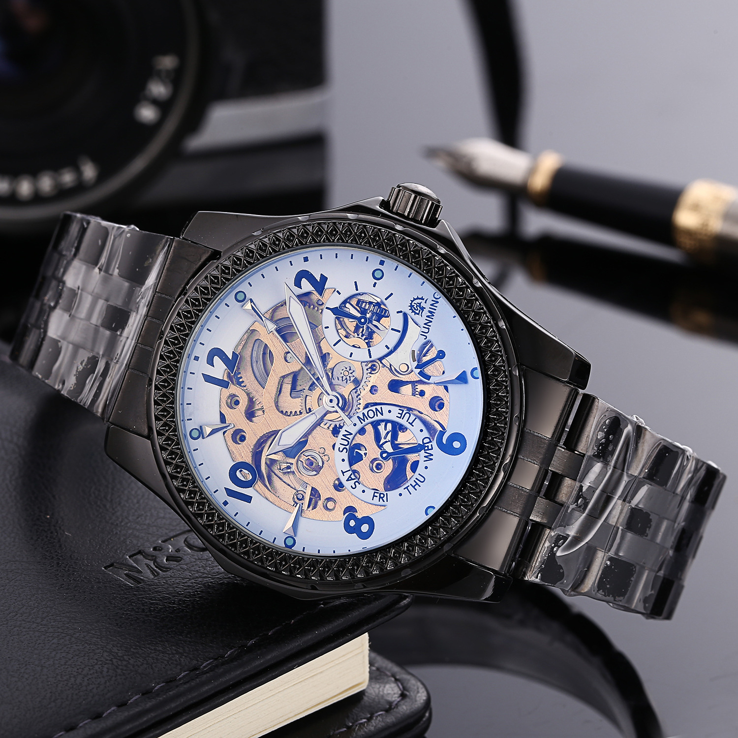 镂空全自动机械表男士钢带手表防水男表机械腕表外贸热销大男表