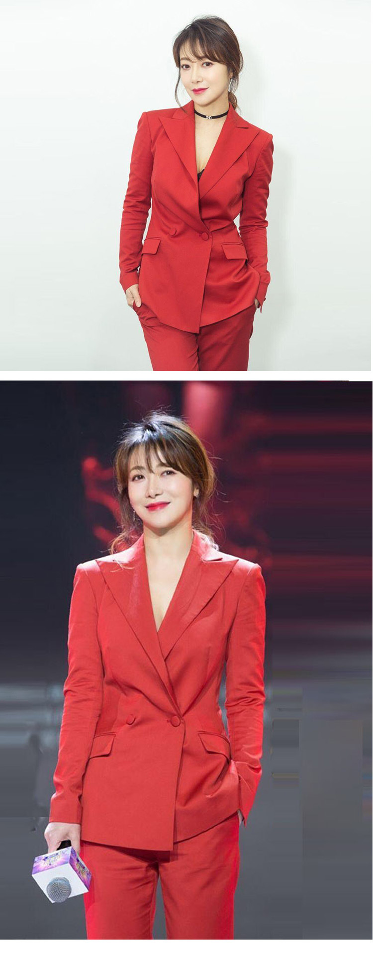 2018秋新款陈紫函明星同款红色小西装显瘦气质ol外套西服套装女