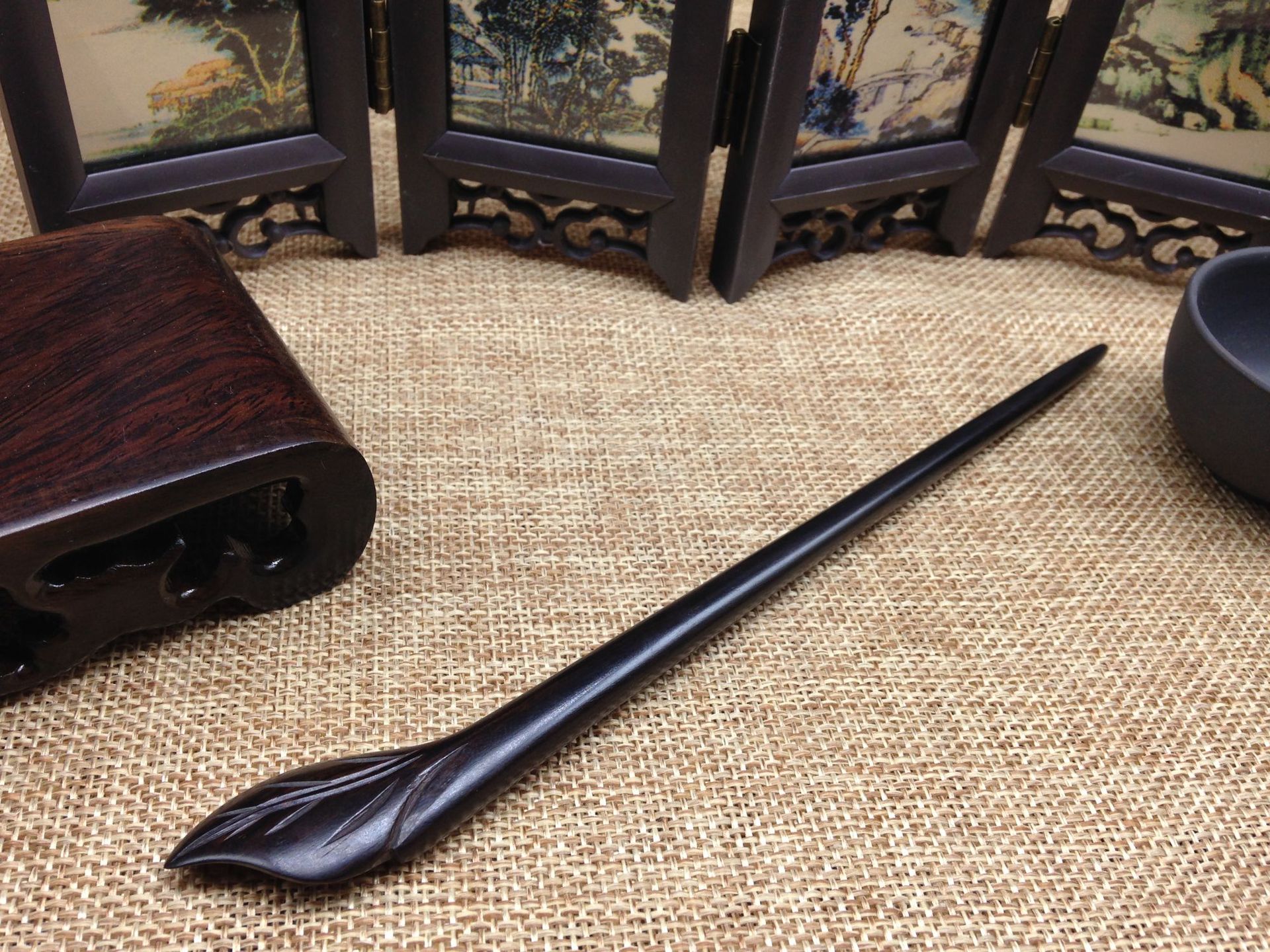 优质黑檀绿檀红檀木簪子发簪复古木发簪民族风木簪子6027厂家批发