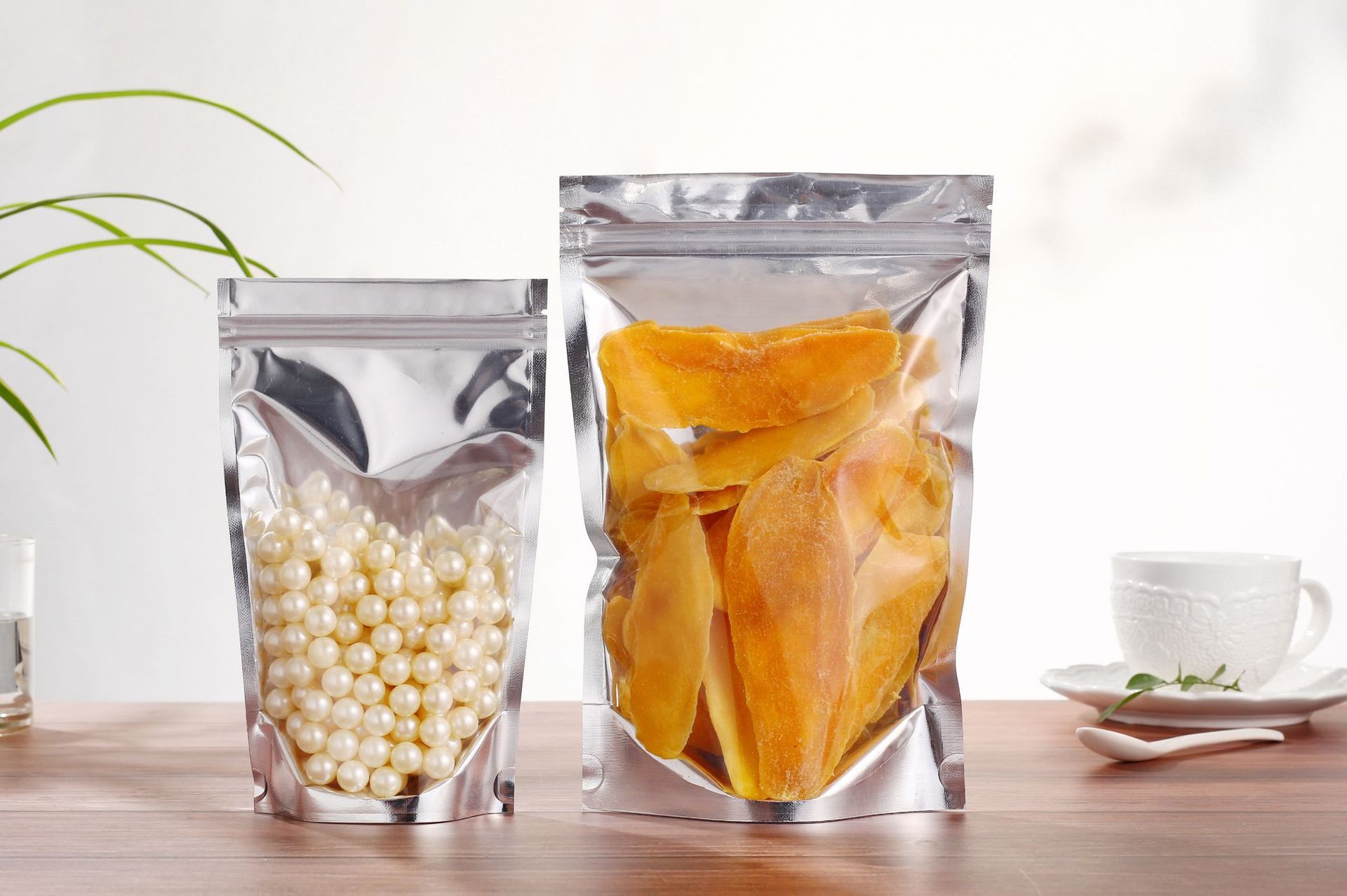 镀铝阴阳自立袋自封袋铝箔自立拉链袋半透明食品包装袋密封袋子