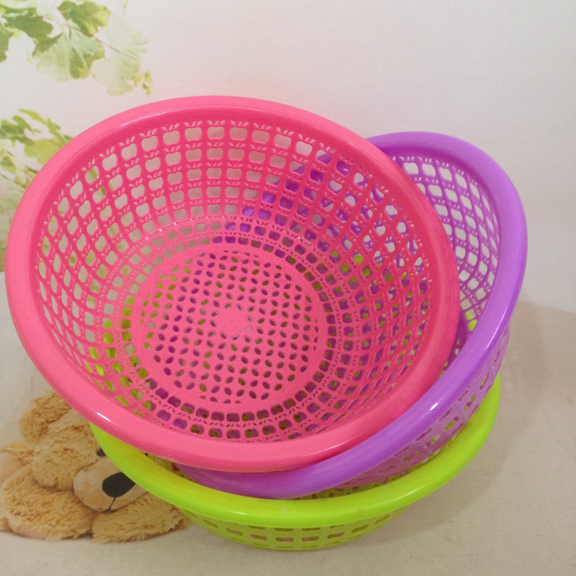 厂家直供35cm家用塑料洗菜筐厨房沥水篮淘米筐水果筐百货赠品批发