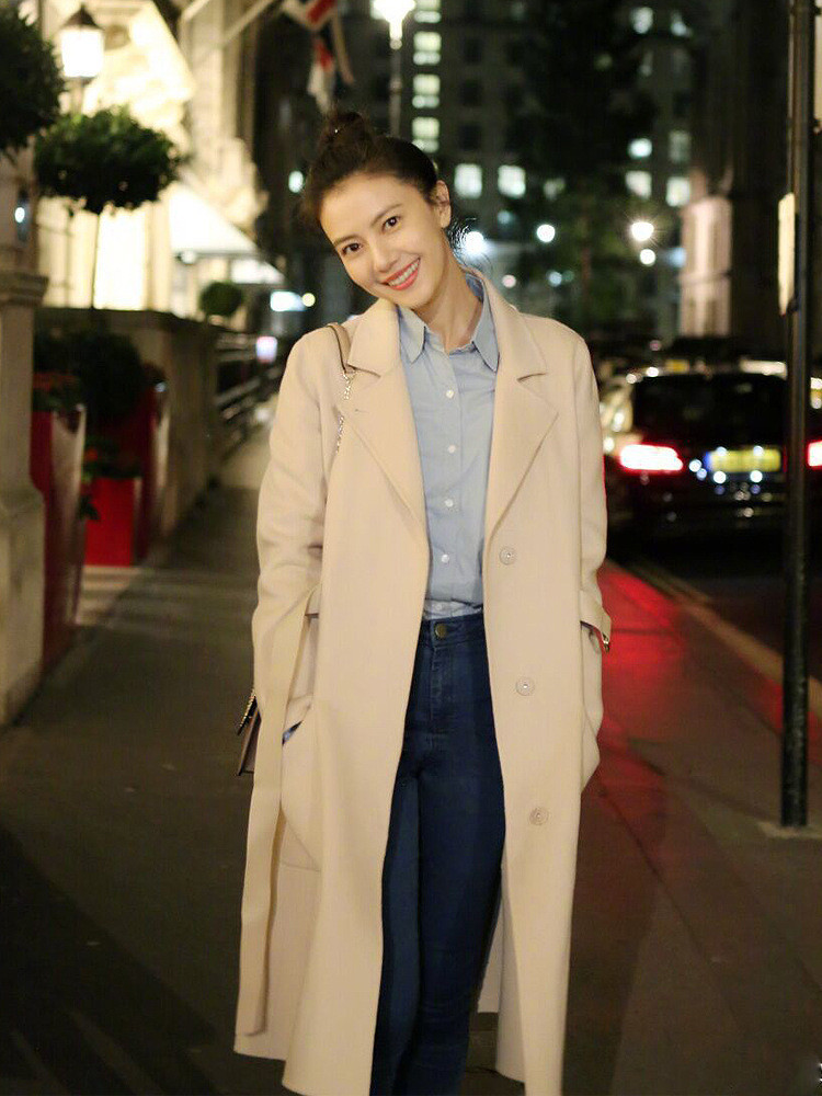 秋冬毛呢外套高圆圆明星同款双面羊绒大衣中长款呢子女装批发3671