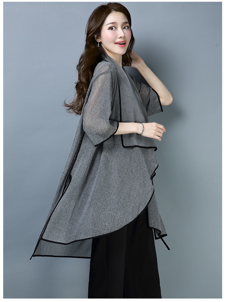 夏季薄款外披空调衫外套女防晒衣中长款2018新款外搭时尚薄款披肩