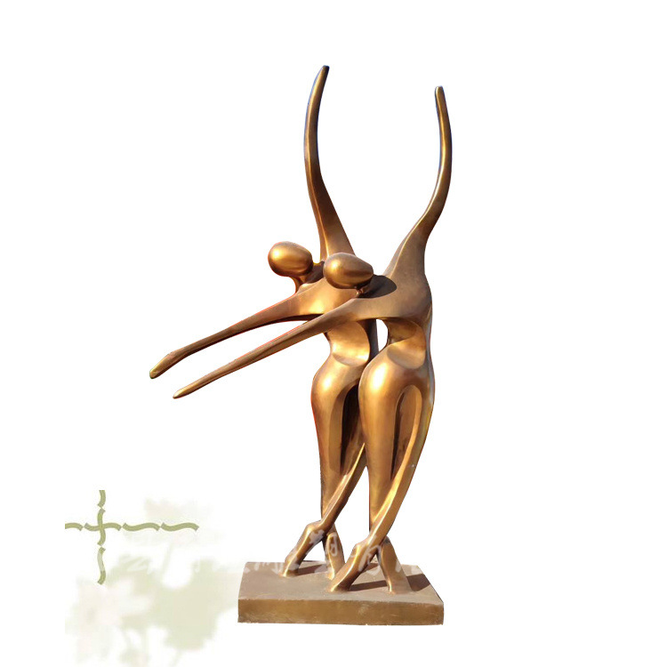 玻璃钢抽象人物雕塑仿铜创意跳舞人物雕塑公园广场装饰摆件