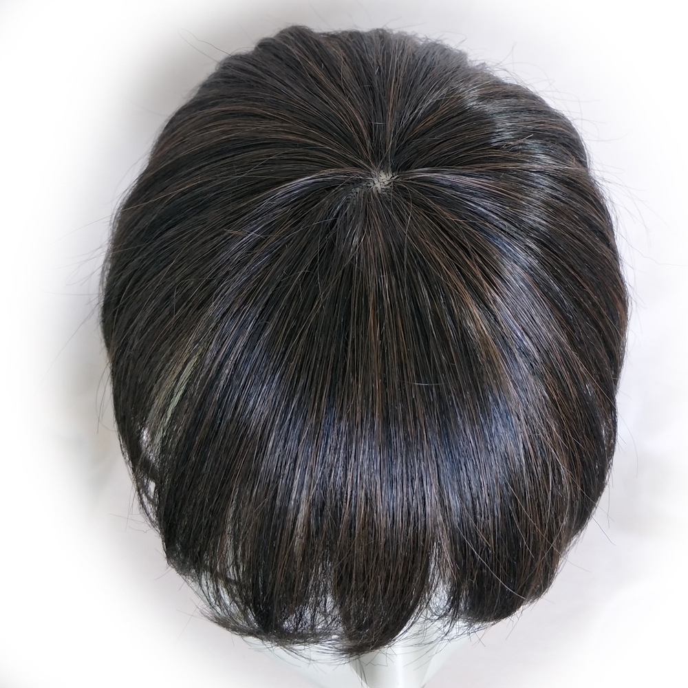 假发厂家遮白发顶带刘海女长直发 头顶隐形补发片假发片递针