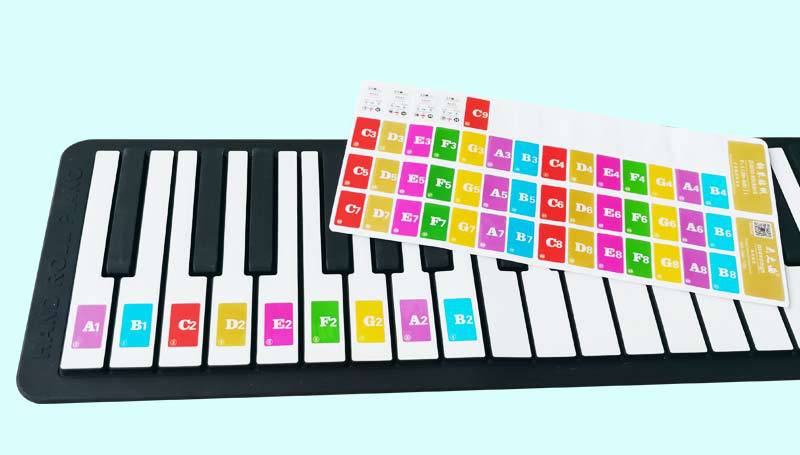 钢琴贴纸英文简谱外贸跨境组合音阶贴纸88/61/49键彩色底字组通用