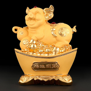 福运旺财招财元宝葫芦金猪摆件办公室家居饰品树脂工艺品厂家直销