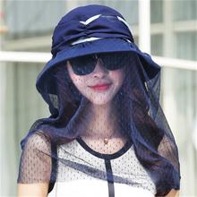 韩版女防晒可折叠面纱遮阳帽野外游玩防蚊渔夫帽防蜜蜂遮脸采蜂帽