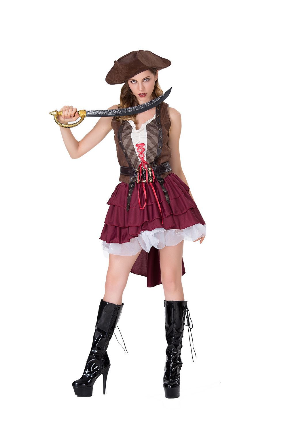 万圣节杰克女船长服加勒比海盗服装 cosplay成人海盗服装舞台演出