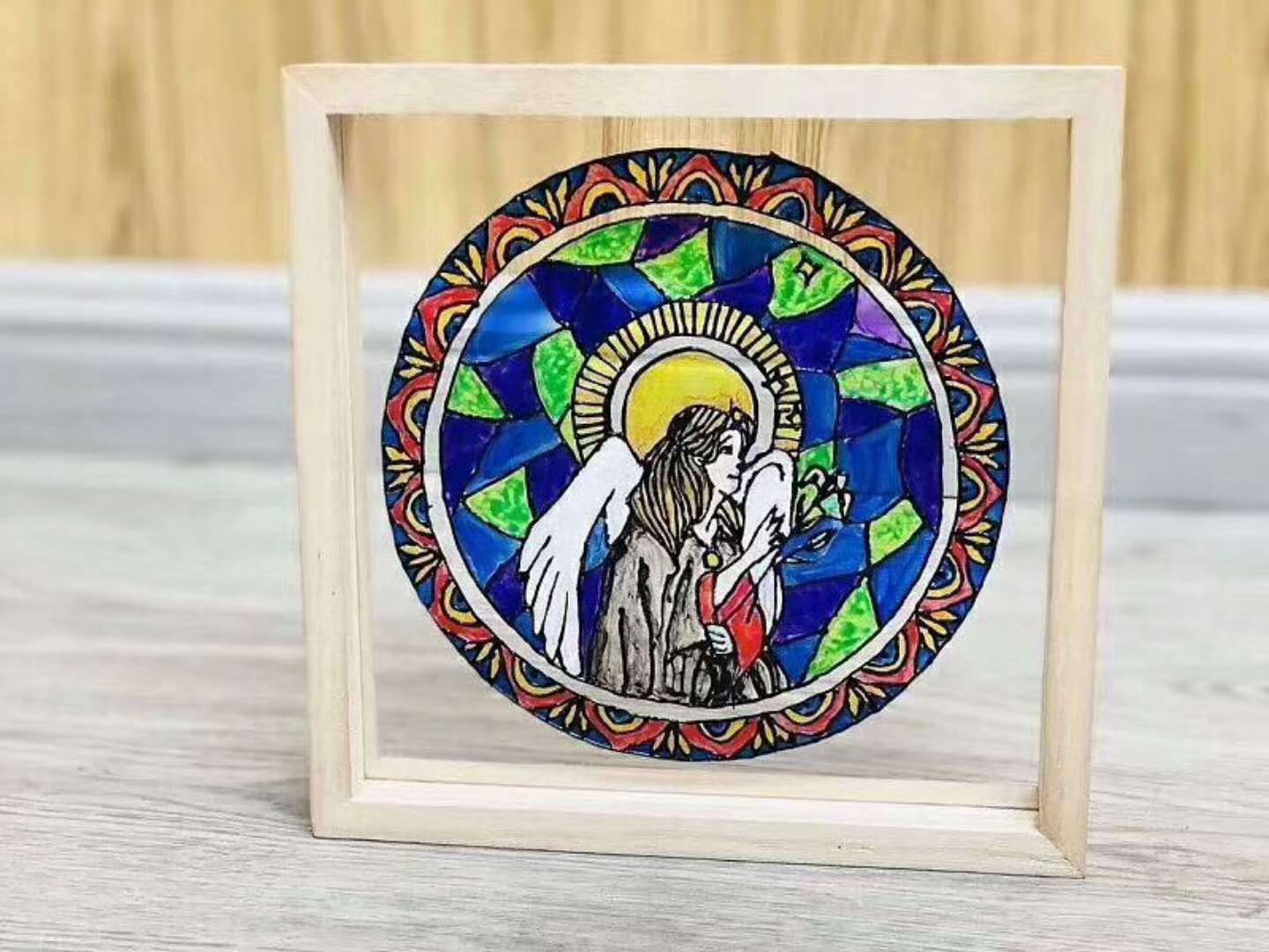 玻璃画玻璃框粘土画框 创意diiy手工绘画材料亚克力玻璃美术画材