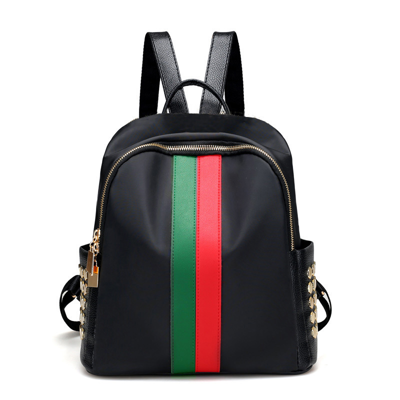 School Bag Backpack Rivet Fashion Striped Women's Backpack Student Schoolbag Carry-on Backpack