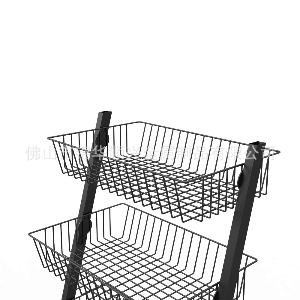 定做落地金属篮子架 移动 超市货架 蛋糕面包展示架 超市食品货架