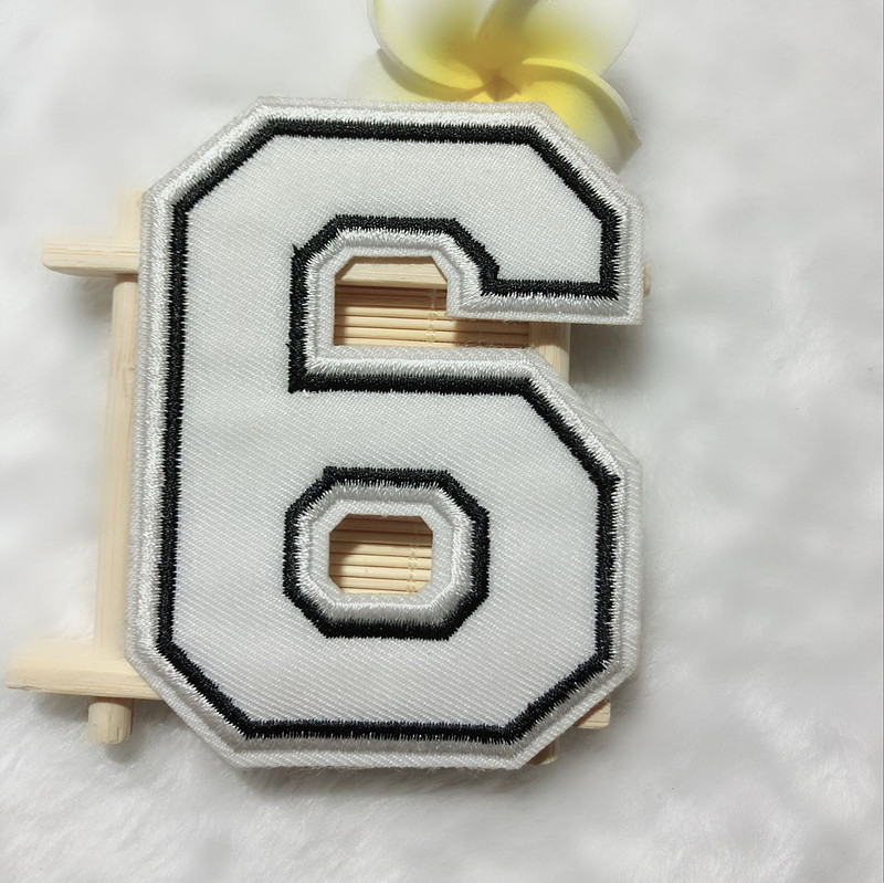 白色数字编号组合刺绣布贴 比赛球衣衣服辅料补丁贴diy棒球帽子贴