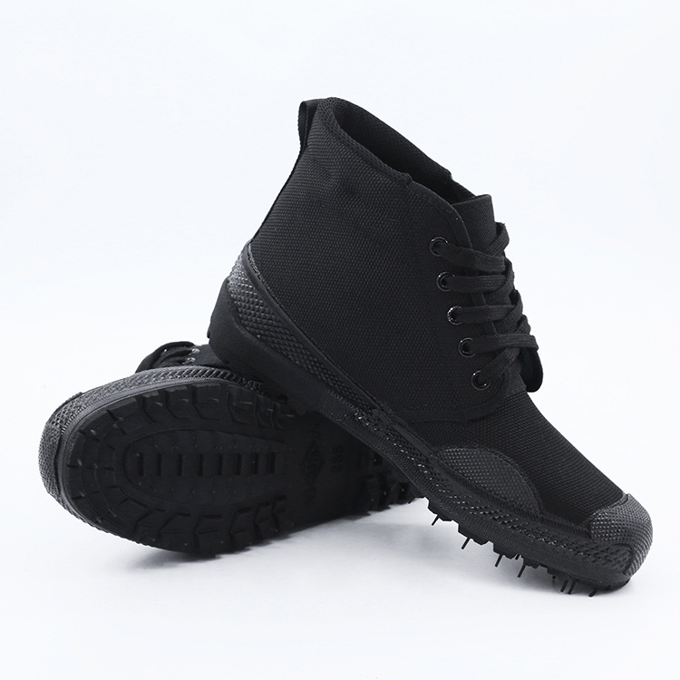 厂家直销解放鞋黑色99作训鞋高帮劳保鞋高腰耐磨防滑训练保安胶鞋