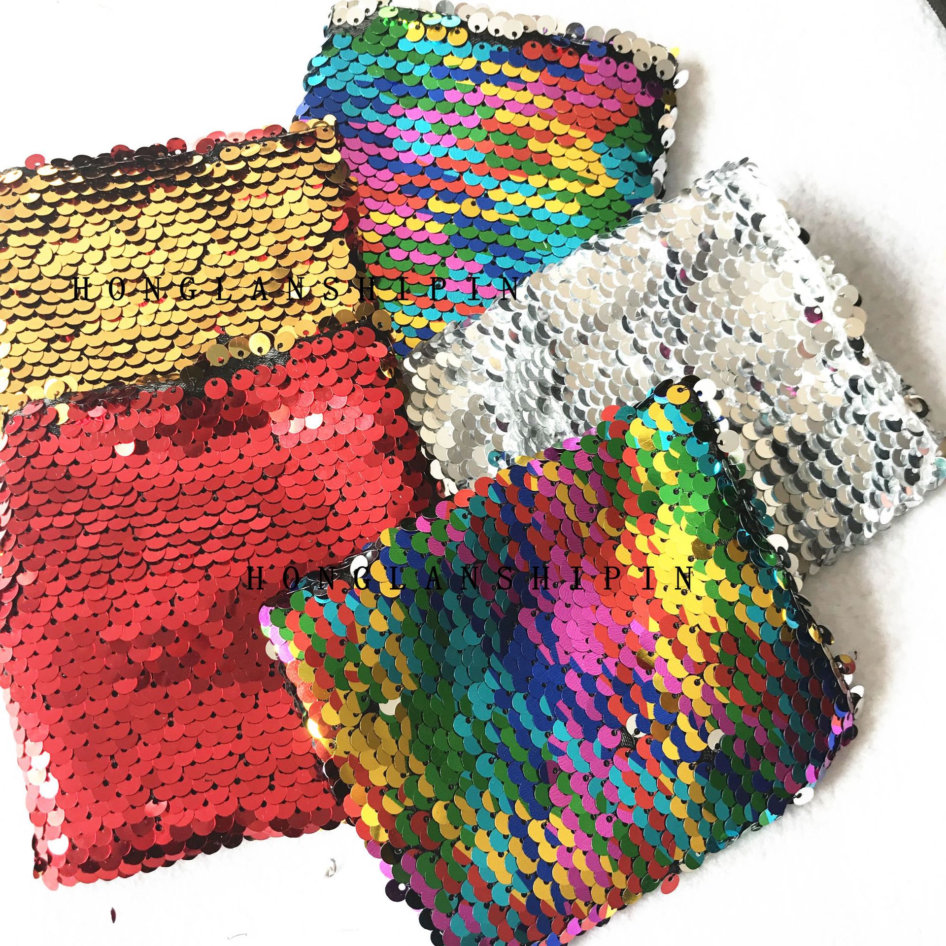 2019新款手工亮片蝴蝶结发夹配件 鱼麟片领结辅料 diy宝宝头饰花