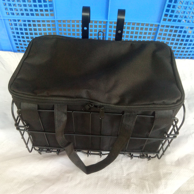 折叠自行山地车筐包布兰内衬兜子黑色带盖子