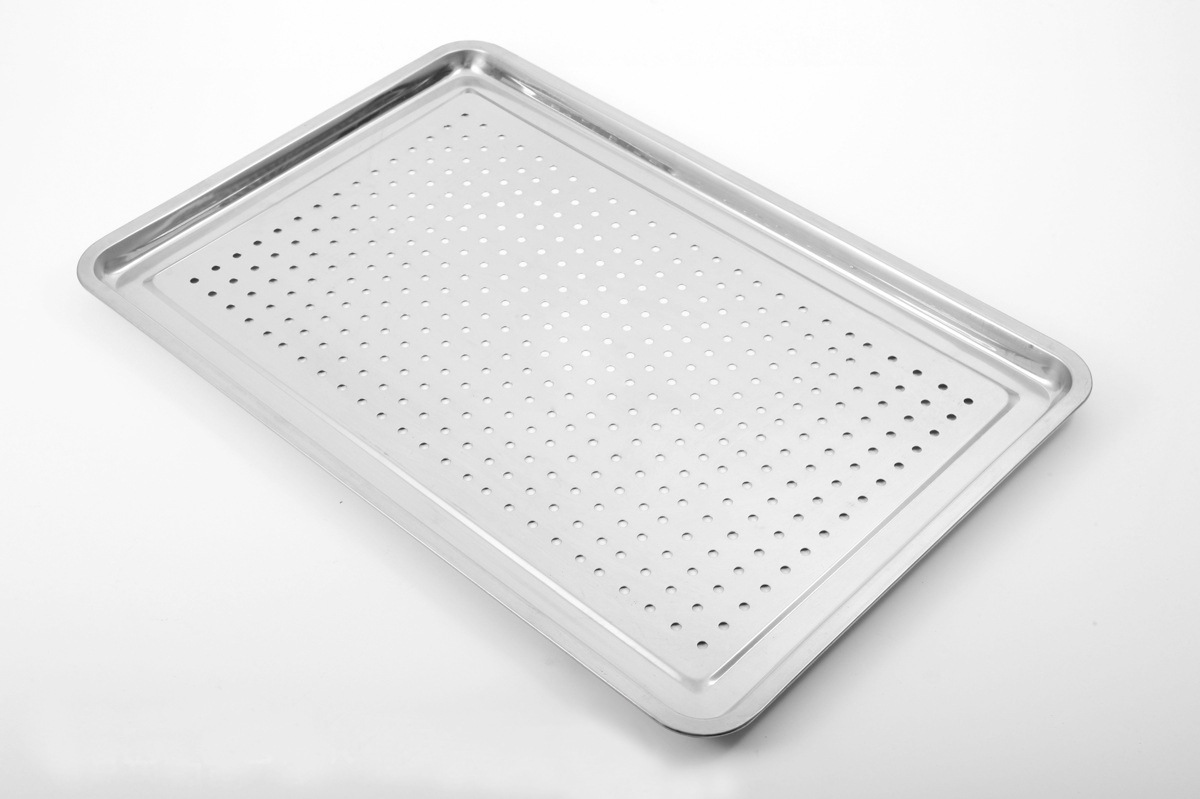 加厚不锈钢冲孔盘茶盘漏盘方盘不锈钢盘长方形托盘茶具沥水盘