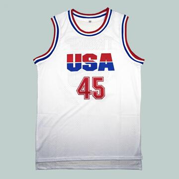 电影版球衣 白色45号 夏季运动男训练刺绣网眼背心篮球