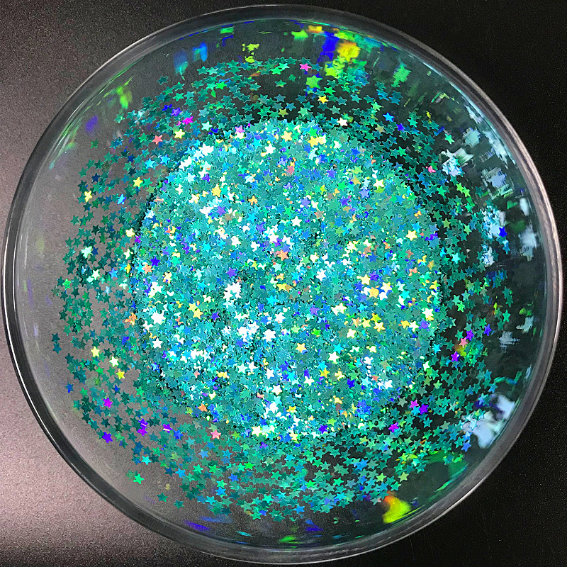 不规则美甲五角星异型亮片厂家 镭射pvc亮片金葱粉七彩星星亮片