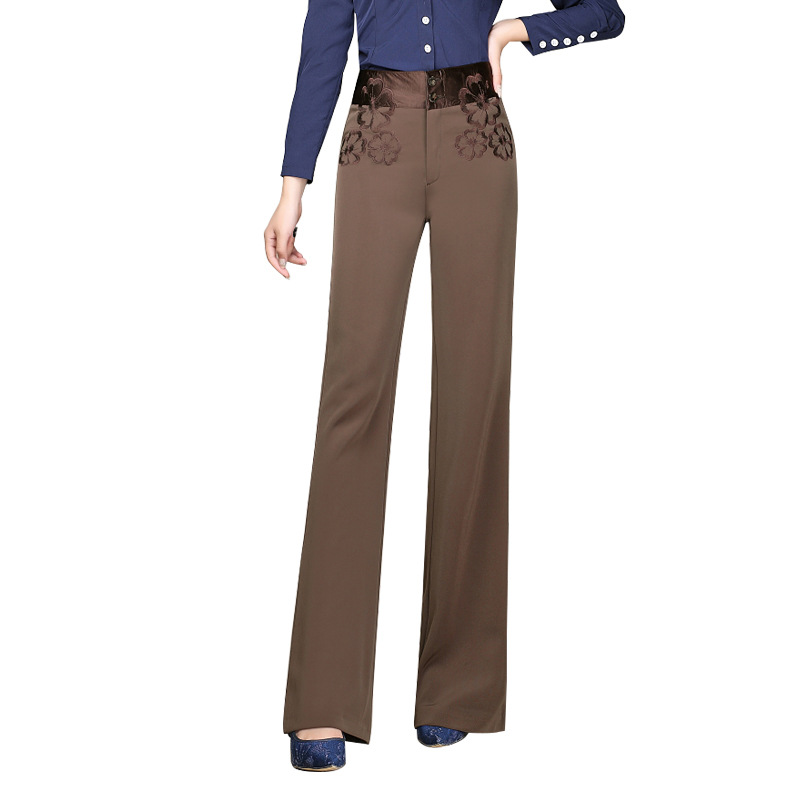 2023 Spring and Autumn New High-Waisted Trousers Wide-Leg Pants for Women Casual Long Pants Korean Style Large Size Loose Middle-Aged One Piece Dropshipping