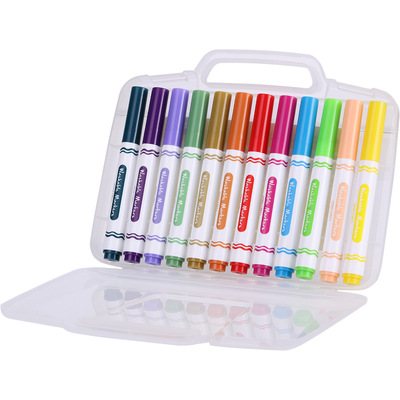 得力70669儿童水彩笔12色可水洗画笔学生彩色笔绘画笔勾线笔