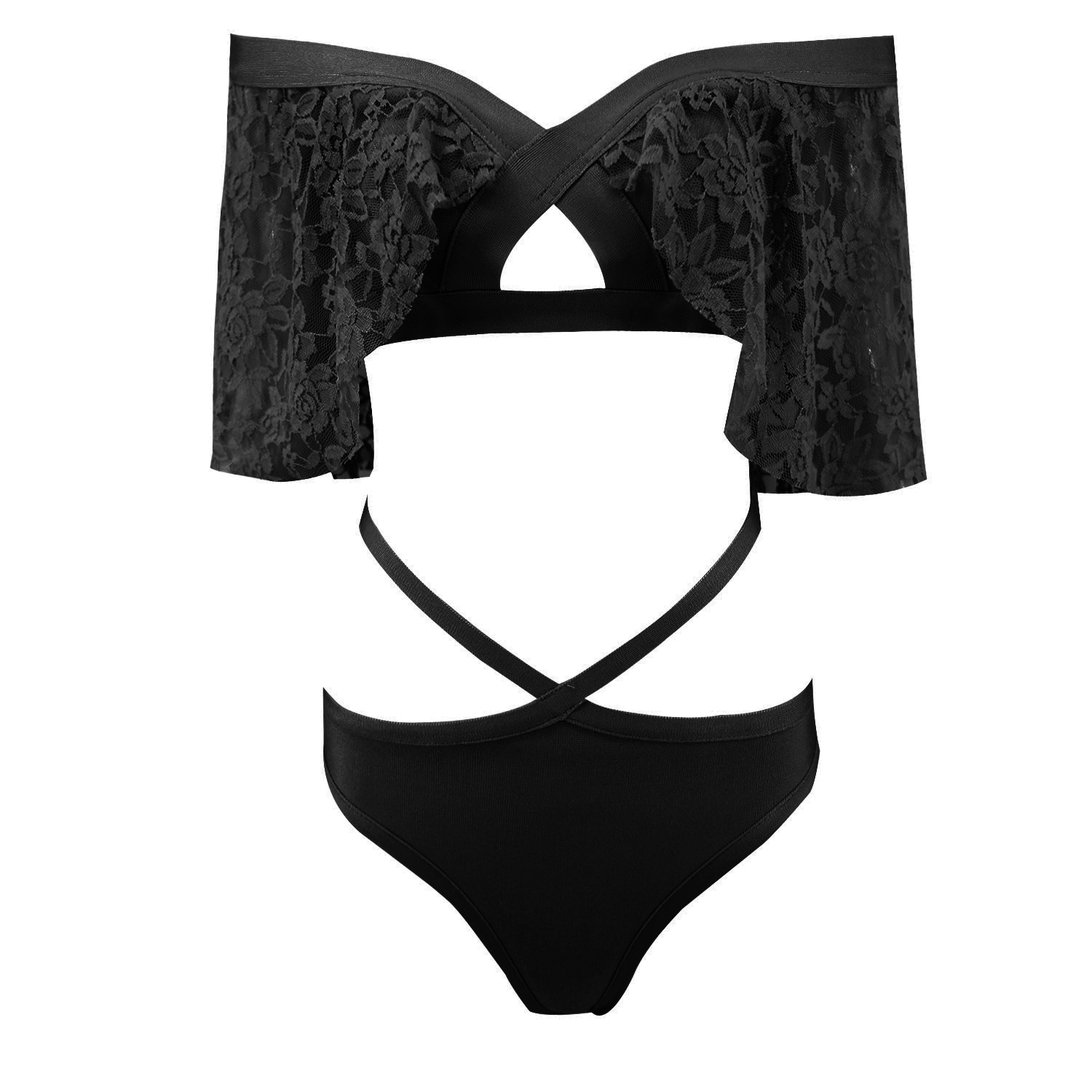 2018欧美时尚性感连体纯色蕾丝三角比基尼lace swimwear bikini