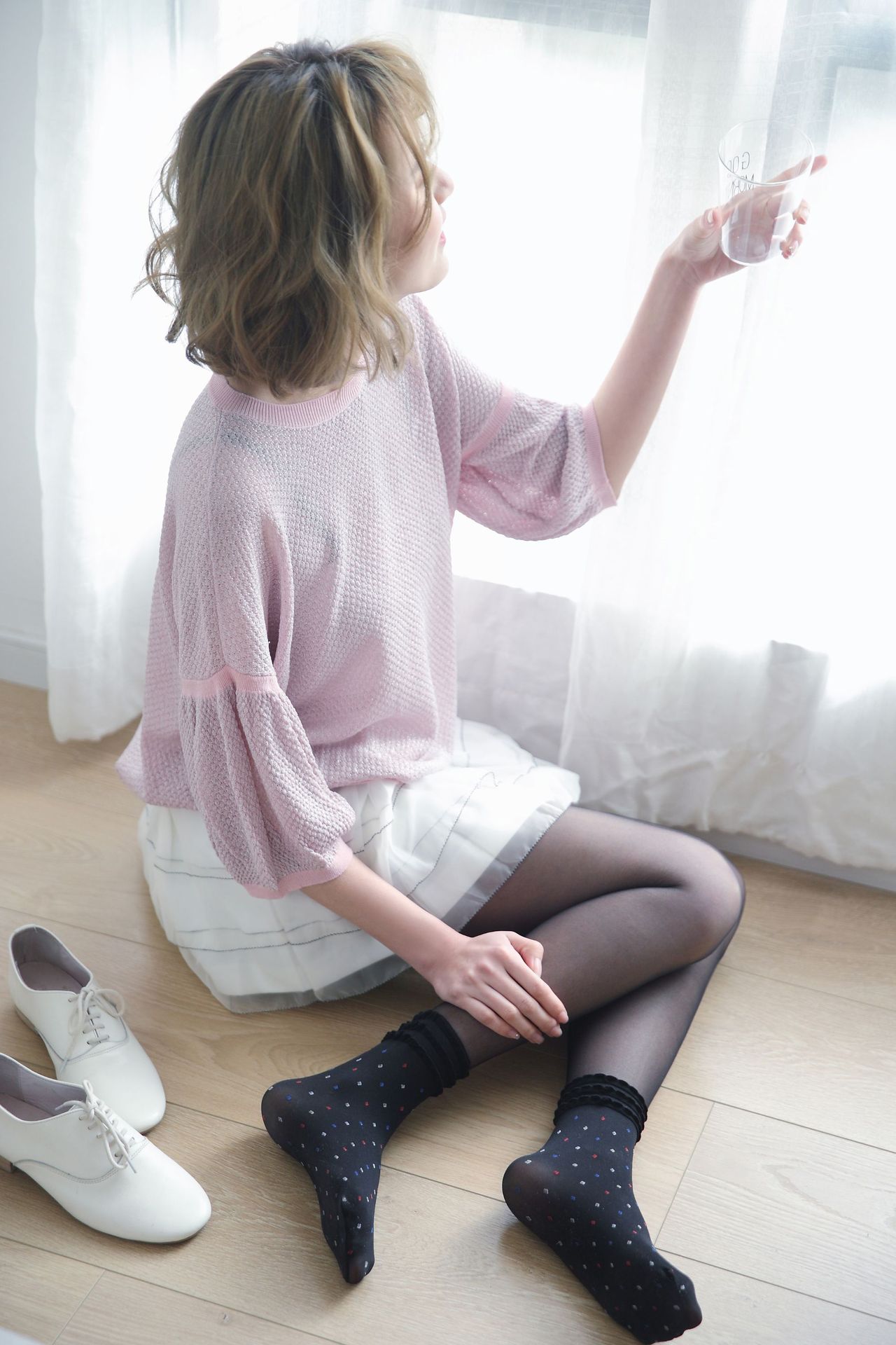 beny mycolor春夏甜美圆点花边时尚连裤袜女丝袜6504