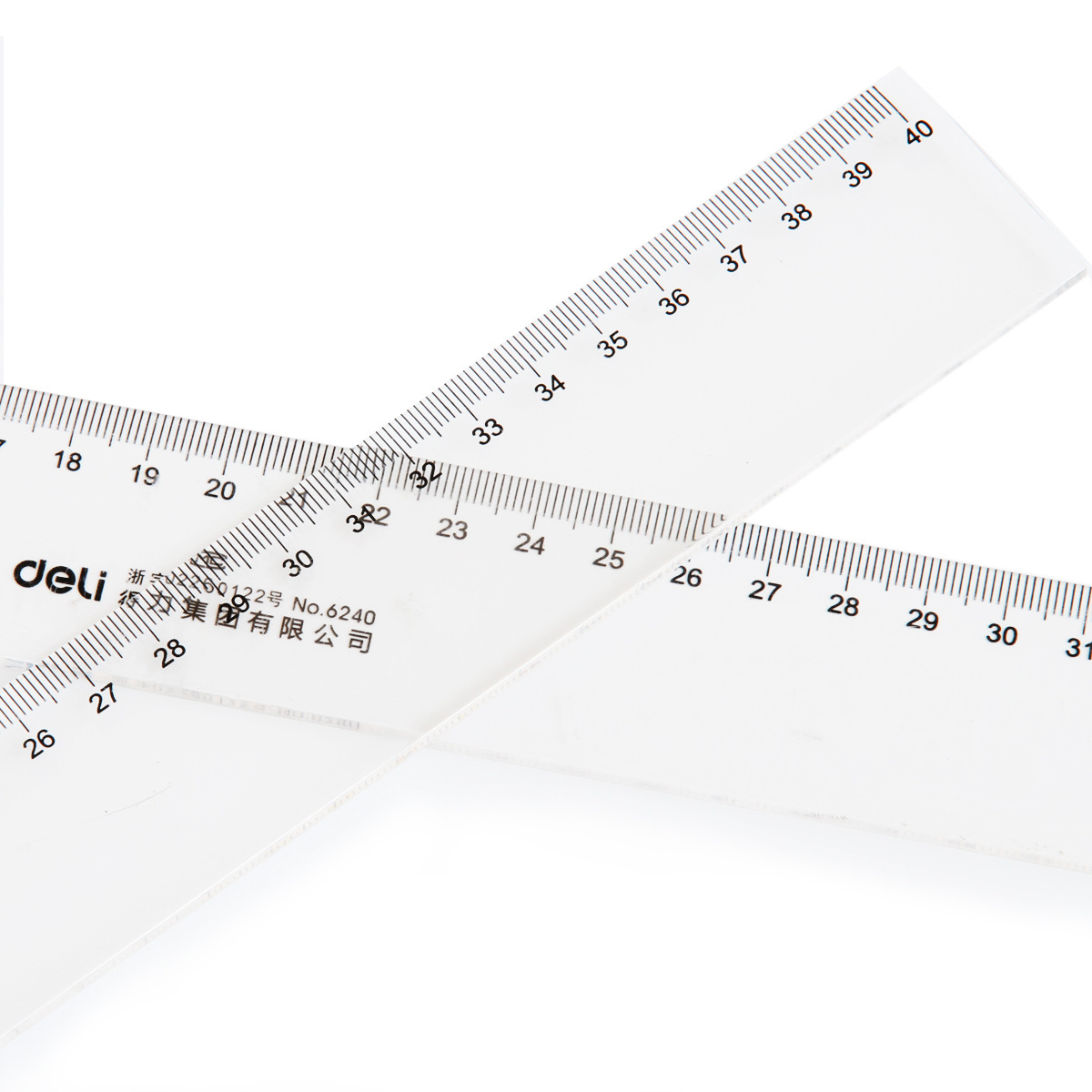 得力文具6240塑料直尺 40cm高透明绘图制图学习办公便携式直尺