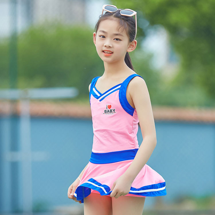 泳衣女童连体游泳衣儿童女孩中大童温泉少女学生运动平角泳衣泳装