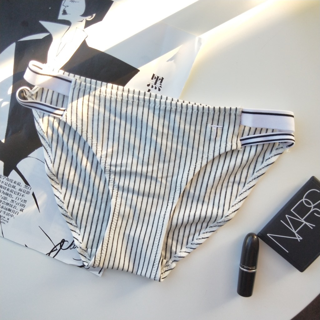 蓝白条纹内裤女新品 舒适细带比基尼款内裤棉海军风微商货源