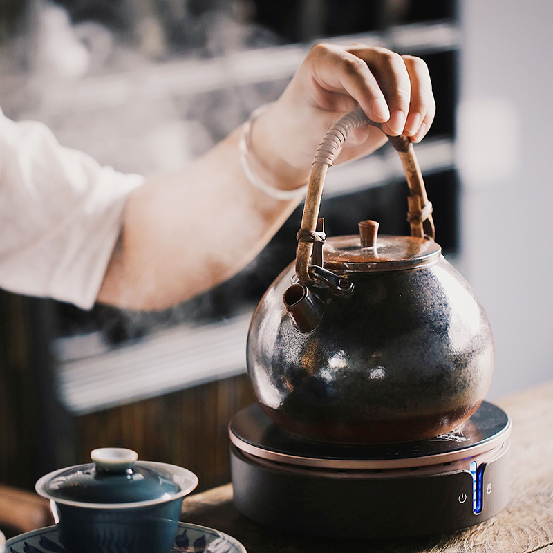 德茗堂猫眼迷你电陶炉茶炉铁壶烧水银壶泡茶炉小型功夫茶炉煮茶器