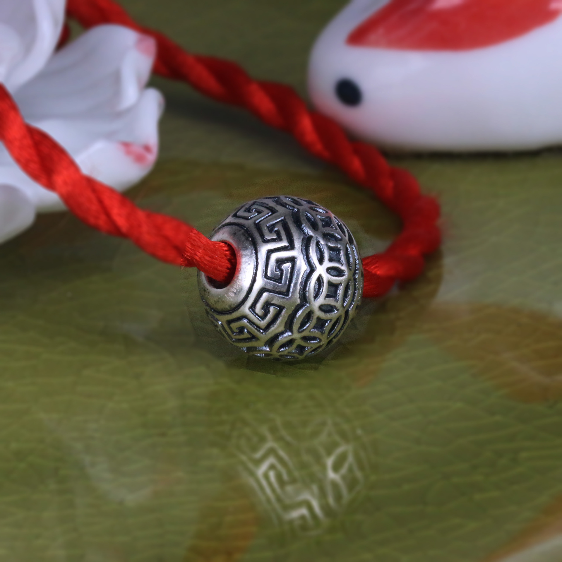 硬银财运连连复古转运珠 999纯银路路通diy手链项链配件饰品