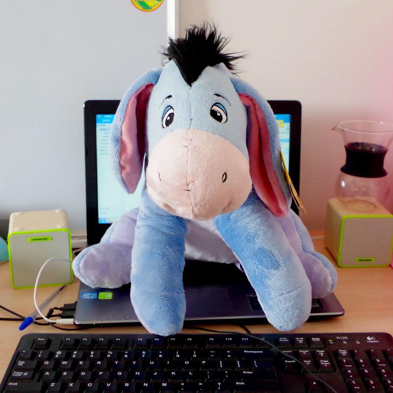 少量版百亩森林屹耳驴 浅灰色伊尔驴子蝴蝶结 毛绒玩具布娃娃公仔