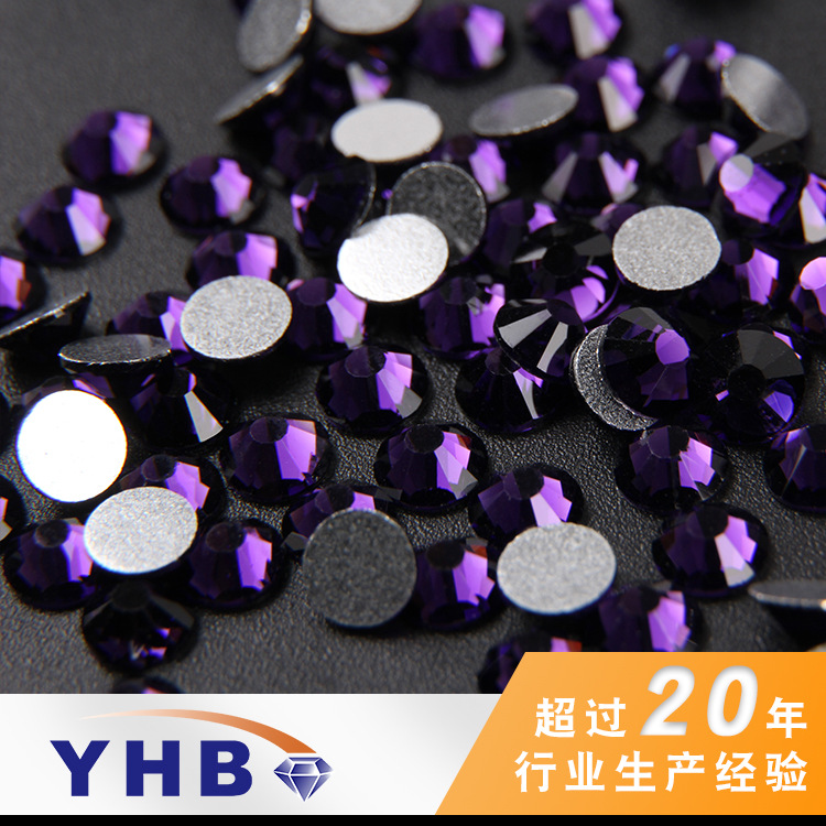 Factory in Stock Bottoming Drill round Deep Pale Pinkish Purple Flat Bottom Decorative Diamond Luggage Accessories Imitation Czech without Rubber Bottom Drill