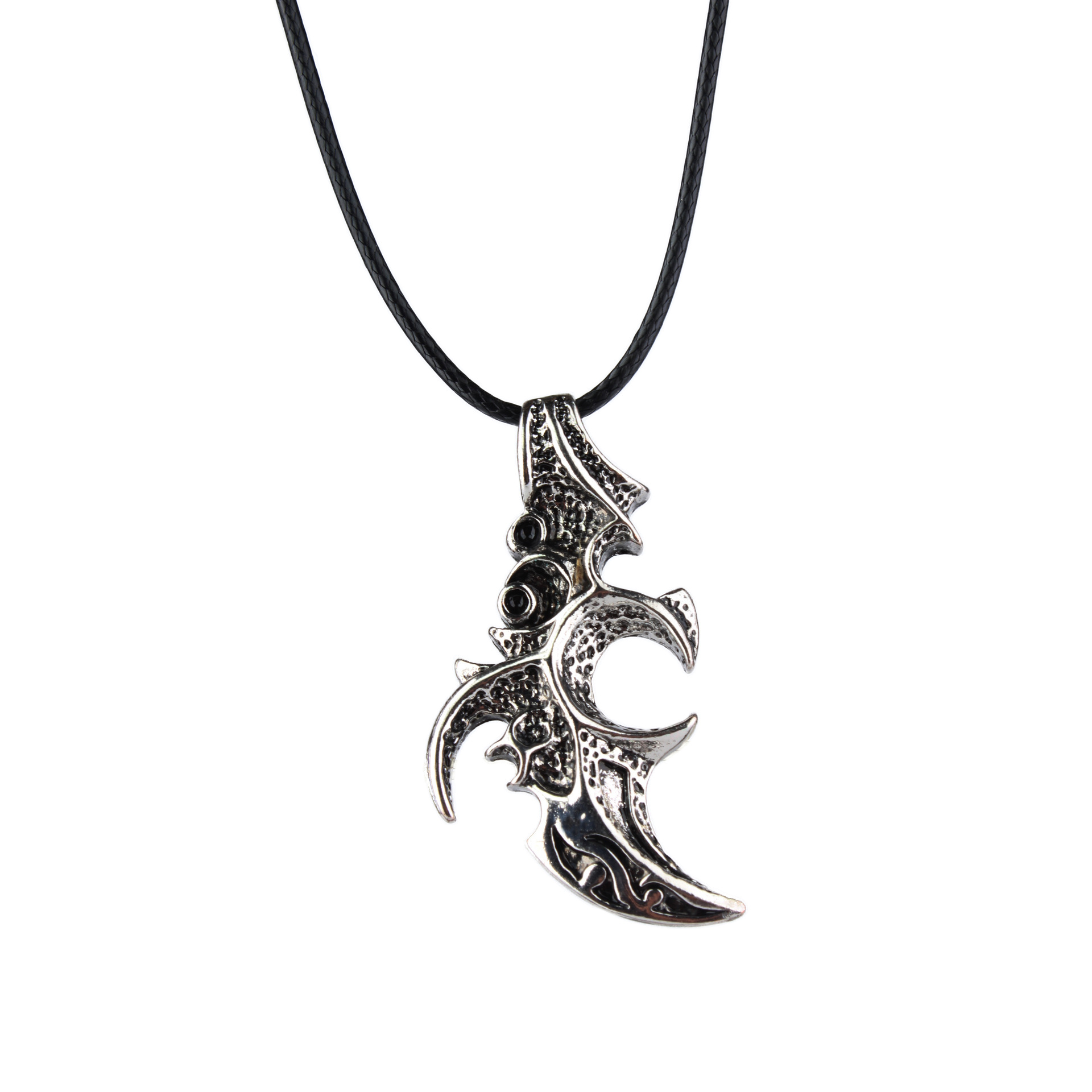 欧美维京人北欧神话合金图腾镰刀吊坠项链 个性男士海盗皮绳挂饰