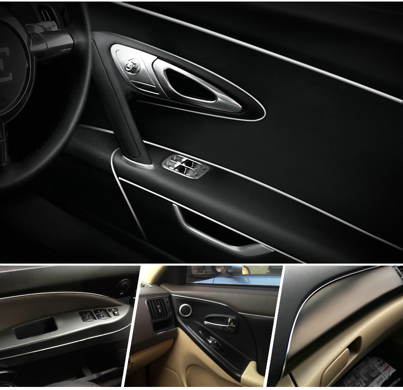 汽车内饰装饰条 车内装饰线中控台车门缝隙镀铬亮条通用改装用品