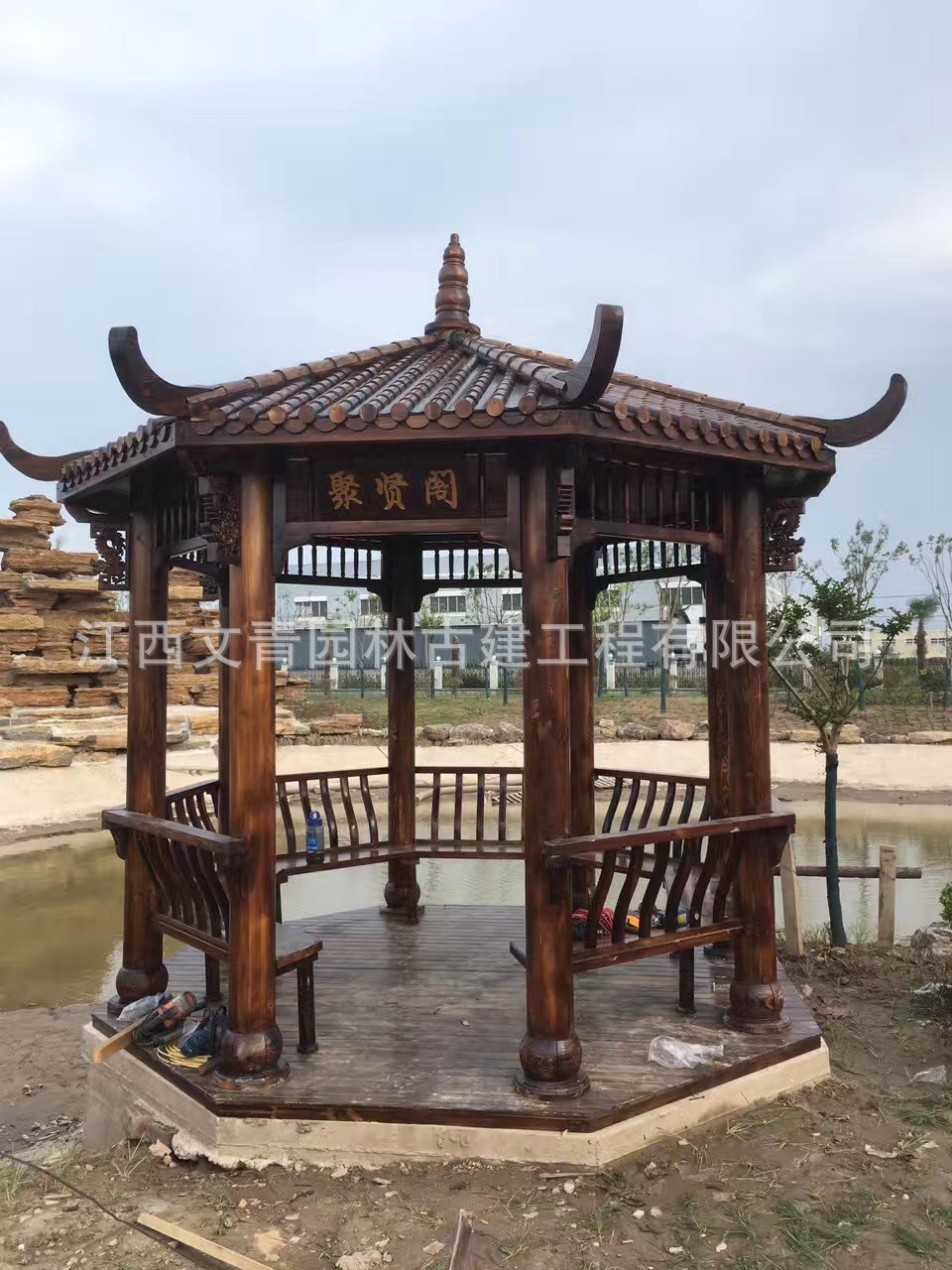 江西抚州八角亭江西凉亭批发 八角凉亭供应 八角重檐凉亭 炭化木凉亭