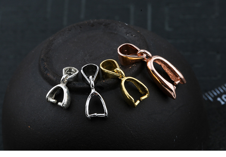 s925纯银瓜子扣子玉坠夹扣 玉扣吊坠扣头翡翠水晶项链卡扣diy配件