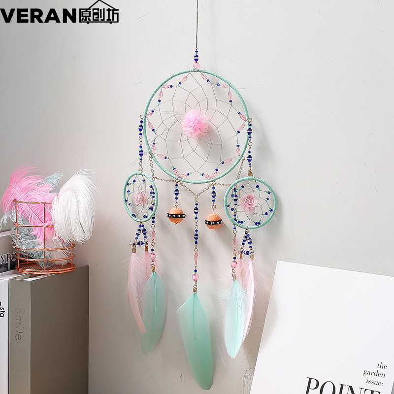 Ins Fuca the Commitments Handmade Feather Fresh Dream Catcher Pendant Girl Warm Bedroom Decoration Xr118