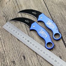 博斯顿888蓝色户外折叠防身刀具 野外求生刀具 开刃不锈钢刀 弯刀
