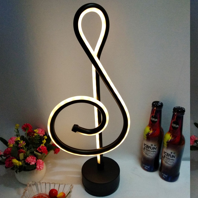 酒吧ktv音乐酒馆led充电台灯艺术个性音符手机充电宝桌灯夜灯