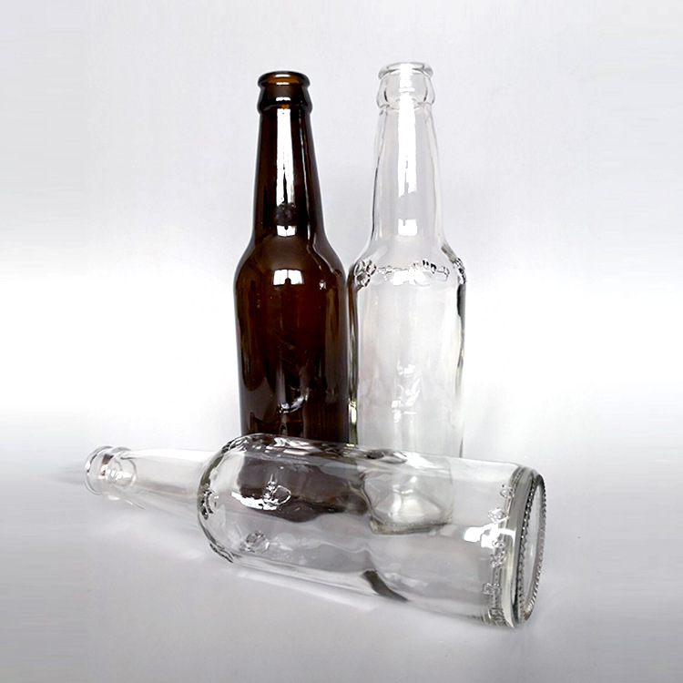 透明玻璃啤酒瓶茶色原色玻璃啤酒瓶绿色蓝色啤酒瓶330ml现货供应-阿里